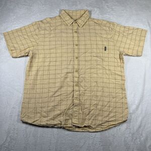 Woolrich Men's Yellow Plaid Short Sleeve Button‎ Down Cotton Shirt XL
